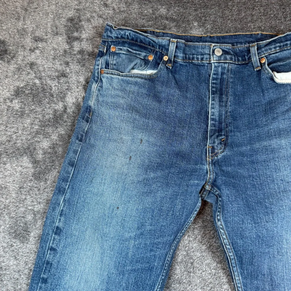 Levi's 505 Jeans Mens 38x30 Blue Regular Fit Straight Leg Distressed USA